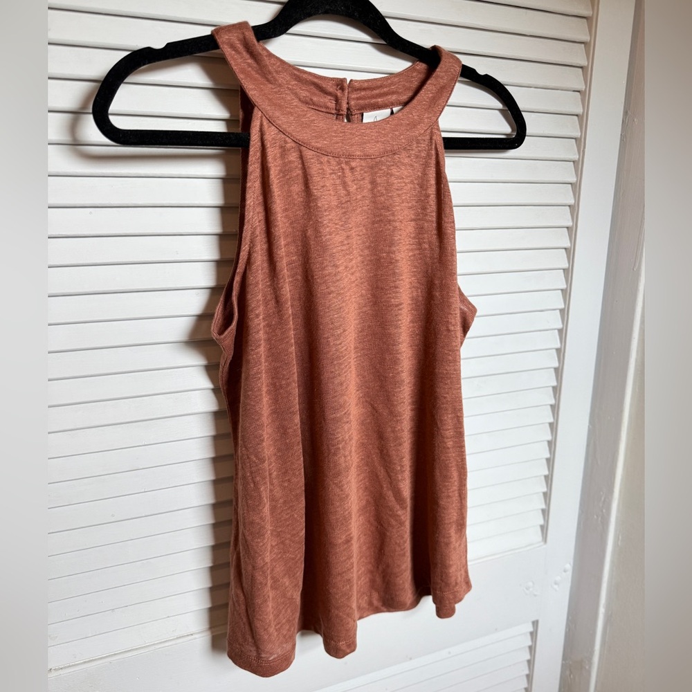 Women's Linen Sleeveless Rust Top